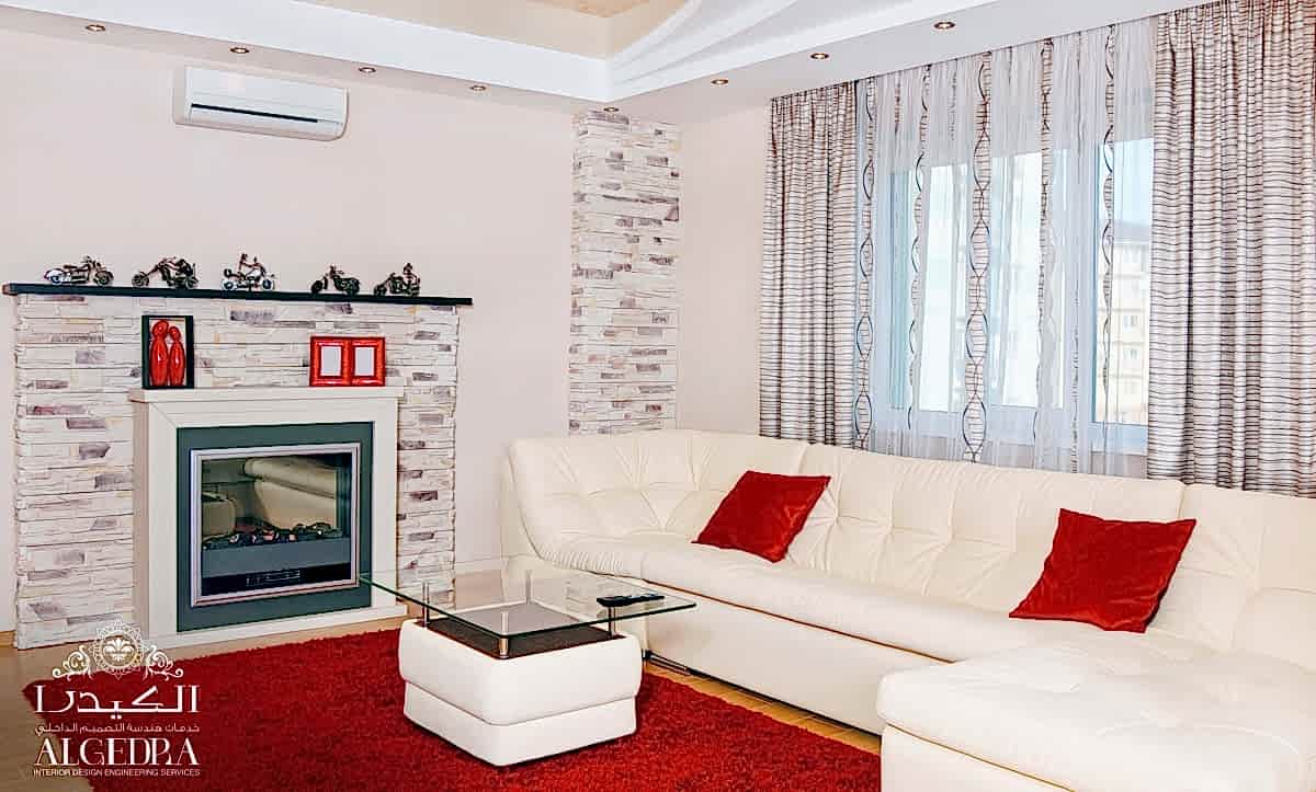 Red & White Living Room