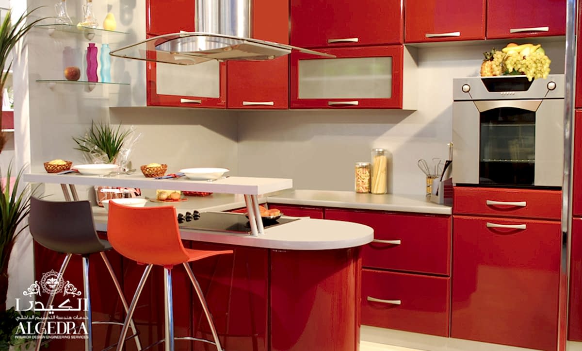 red kitchen design